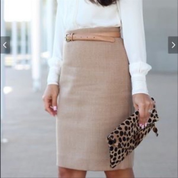 J Crew tan brown beige wool pencil skirt Sz 12 - Picture 12 of 12